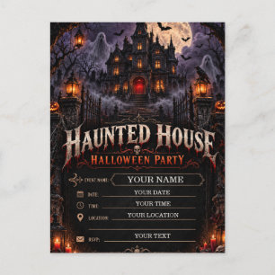 Carte Postale Maison Hantée Soirée Halloween Horreur Gothique