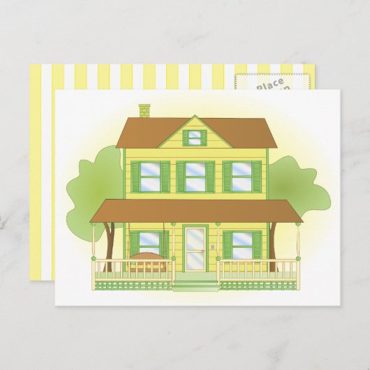 Carte Postale Maison jaune (Devant / Derrière)