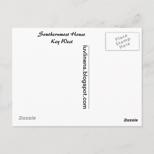 Carte Postale Maison la plus au sud, Key West (Dos)