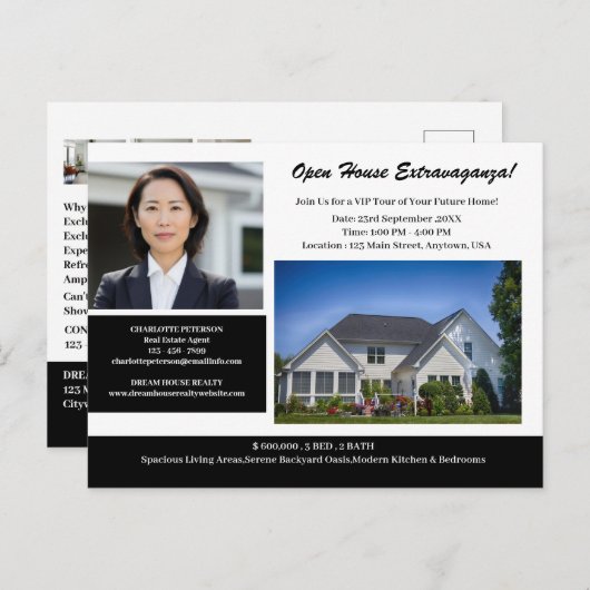 Carte Postale Maison ouverte unique en immobilier (Devant / Derrière)