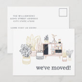 Carte Postale Maison Plantes Uniques Boho Nous Avons Déménagé No (Devant / Derrière)