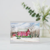Carte Postale Maison rouge en hiver (Debout devant)