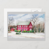 Carte Postale Maison rouge en hiver (Devant / Derrière)