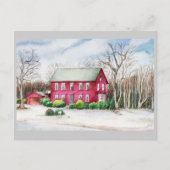 Carte Postale Maison rouge en hiver (Devant)