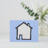 Carte Postale Maison Sketch. Noir et Bleu. (Debout devant)