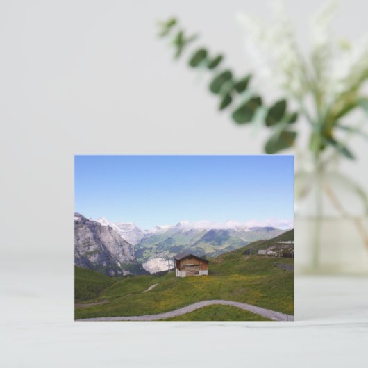 Carte Postale Maison suisse et alpes (Debout devant)
