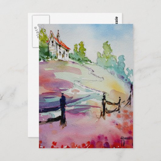 Carte Postale Maison Sur La Colline (Devant / Derrière)