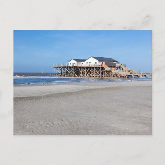 Carte Postale Maison sur pilotis à la plage de St. Peter Ording (Devant)