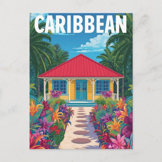 Carte Postale Maison tropicale des Caraïbes vintages (Devant)