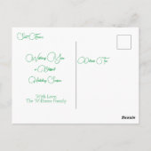 Carte Postale Maison verte de Noël neigeuse personnalisée (Dos)