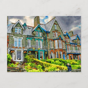 Carte Postale Maison victorienne à Keswick peinte en aquarelle