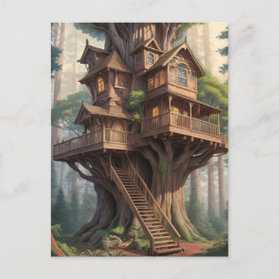 Carte Postale maison victorienne dans l'arbre