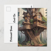 Carte Postale maison victorienne dans l'arbre (Devant / Derrière)