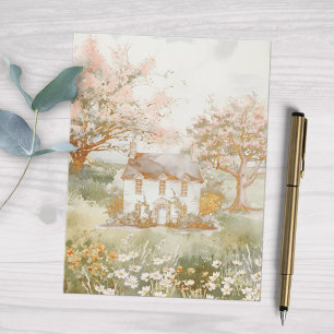 Carte Postale Maison Vintage dans l'Art Cottagecore de Prairie V