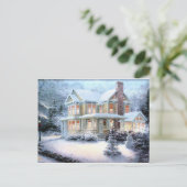 Carte Postale Maison vintage En Hiver (Debout devant)