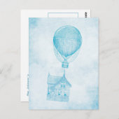 Carte Postale Maisonnette Mobile Montgolfière Bleue Vintage (Devant / Derrière)