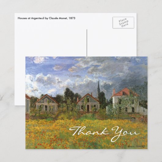 Carte Postale Maisons à Argenteuil par Claude Monet (Devant / Derrière)