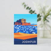 Carte Postale Maisons bleues abstraites Jodhpur Inde (Debout devant)