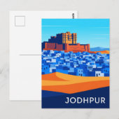 Carte Postale Maisons bleues abstraites Jodhpur Inde (Devant / Derrière)