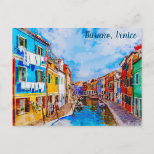 Carte Postale Maisons colorées sur Burano, Venise, Italie.