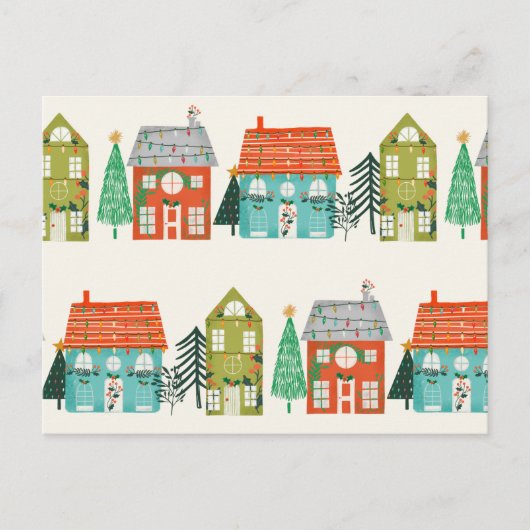 Carte Postale Maisons de Noël Blanc (Devant)