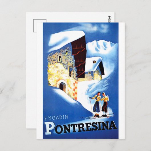 Carte Postale Maisons en Pontresina, Suisse (Devant / Derrière)