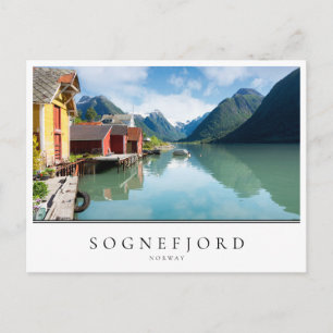 Carte Postale Maisons et fjord de Sognefjord en Norvège