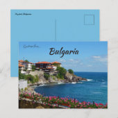 Carte Postale Maisons et fleurs en Sozopol Bulgarie (Devant / Derrière)
