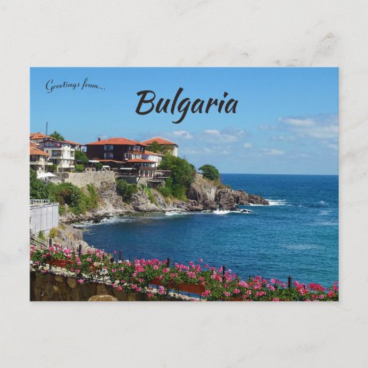 Carte Postale Maisons et fleurs en Sozopol Bulgarie (Devant)