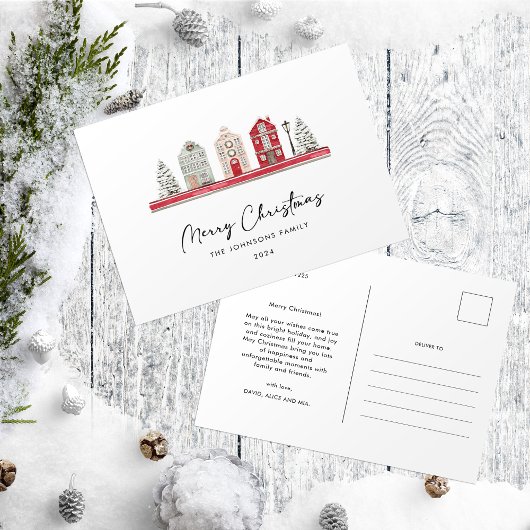 Carte Postale Maisons mignonnes dans les couleurs traditionnelle