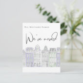 Carte Postale Maisons Peintes Aquarelle Nouveau Faire-part (Debout devant)