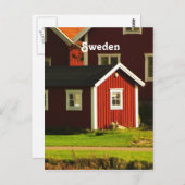 Carte Postale Maisons rouges en Suède (Devant / Derrière)