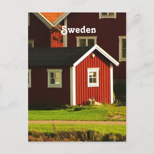 Carte Postale Maisons rouges en Suède (Devant)