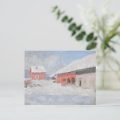 Carte Postale Maisons rouges Neige Norvège Monet (Debout devant)