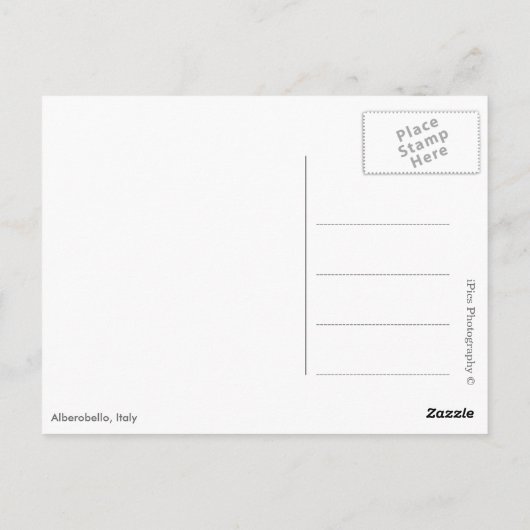 Carte Postale Maisons Trulli, Alberobello, Pouilles blanches  (Dos)