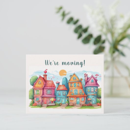 Carte Postale Maisons Whimsical modifiables Moving Faire-part (Debout devant)