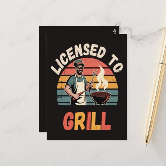 Carte Postale Maître du Grill Papa (Devant/Arrière en situation)