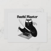 Carte Postale maître sushi, chat sushi (Devant / Derrière)
