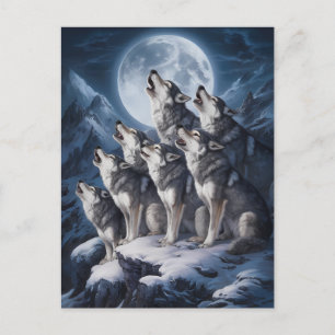 Carte Postale Majesté de la Lune du loup