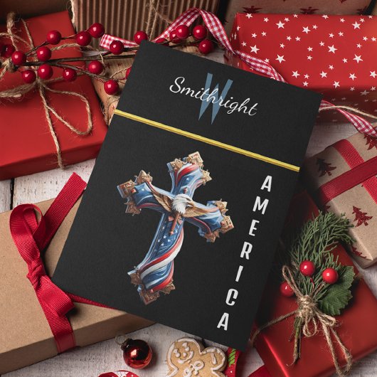 Carte Postale Majestic American Flag Cross Avec Aigle En Plein E