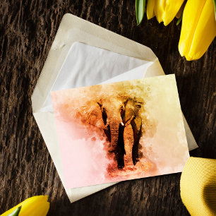 Carte Postale Majestic Homme African Elephant Walking Aquarelle