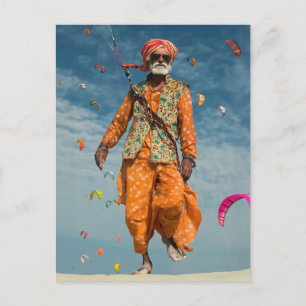 Carte Postale Majestic indienne Elder Kite Flying on the Beach