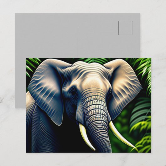 Carte Postale Majestic Jungle Elephant - Sauvage Et Libre (Devant / Derrière)