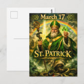 Carte Postale Majestic St. Patrick with Rainbow and Snakes (Devant / Derrière)