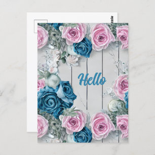 Carte Postale Majestic White Brick Shabby Nautica rose pâle