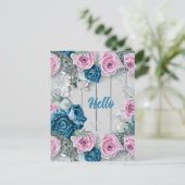 Carte Postale Majestic White Brick Shabby Nautica rose pâle (Debout devant)