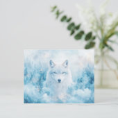 Carte Postale Majestic White Wolf in Icy Winter Forest (Debout devant)