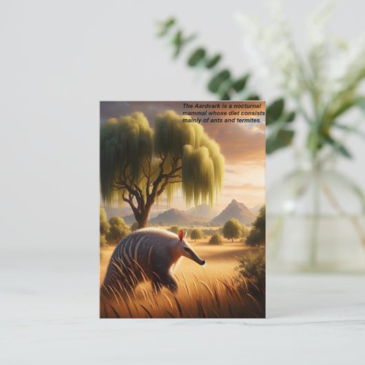 Carte Postale Majestueux Aardvark dans un champ ensoleillé (Debout devant)