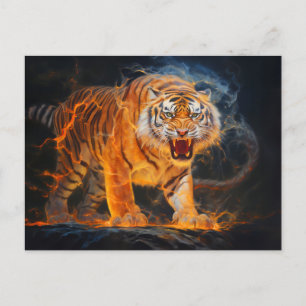 Carte Postale Majestueux art du Tigre du zodiaque chinois