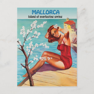 Carte Postale Majorque, printemps éternel, fille sur la côte